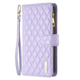 Samsung Galaxy A54 5G Case Diamond Lattice Zipper Wallet - Purple
